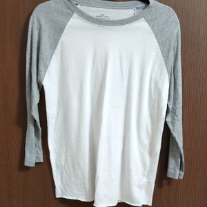 Gray and White Raglan Sleeve Shirt